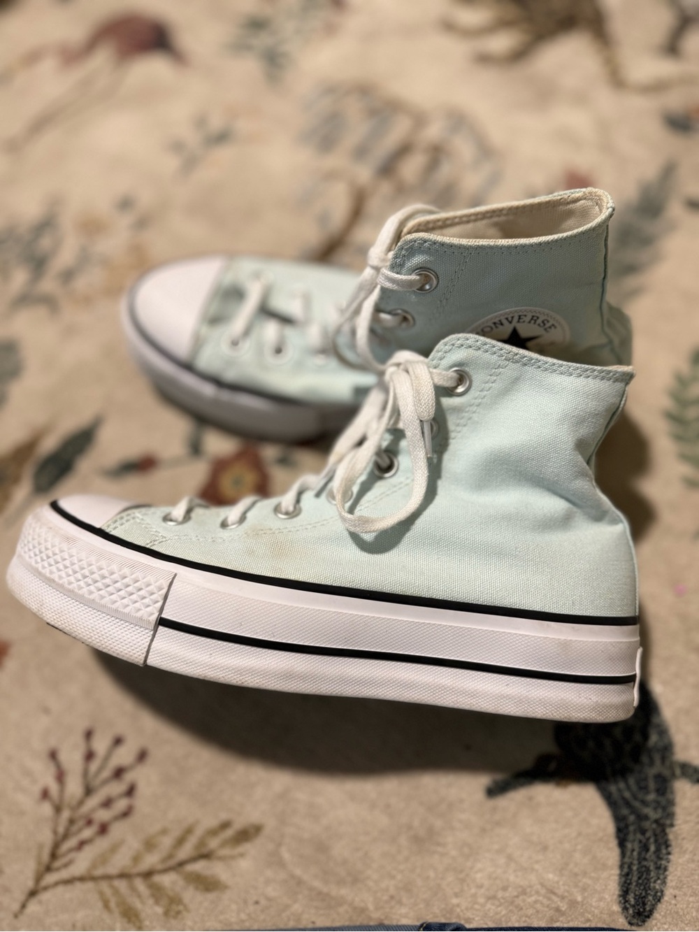 Converse High Top Sneakers - Mint Green and White size 8 - Picture 1 of 7